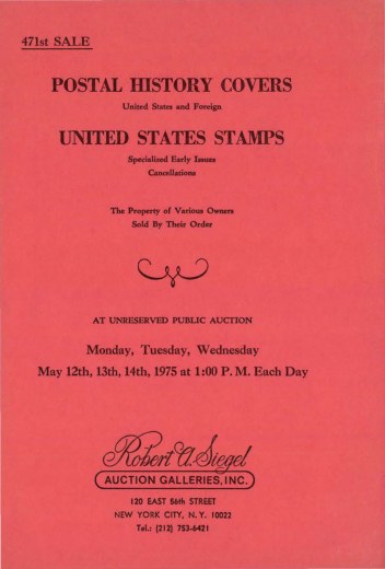 Catalog Cover Sale no. 471 — Siegel Auction Galleries