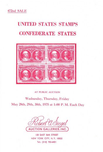 Catalog Cover Sale no. 472 — Siegel Auction Galleries