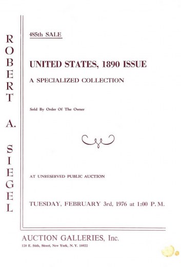 Catalog Cover Sale no. 485 — Siegel Auction Galleries