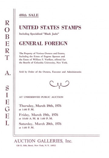 Catalog Cover Sale no. 488 — Siegel Auction Galleries