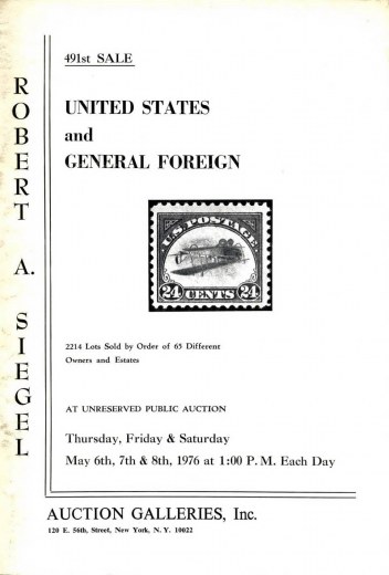 Catalog Cover Sale no. 491 — Siegel Auction Galleries