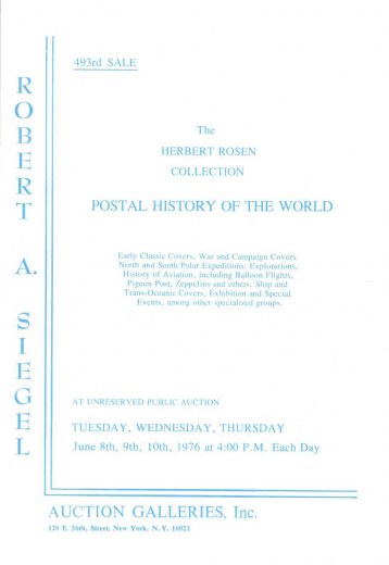 Catalog Cover Sale no. 493 — Siegel Auction Galleries