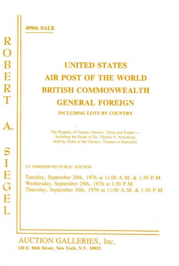 Catalog Cover Sale no. 499 — Siegel Auction Galleries