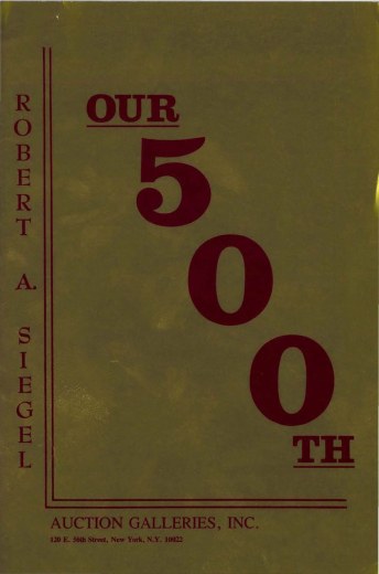 Catalog Cover Sale no. 500 — Siegel Auction Galleries