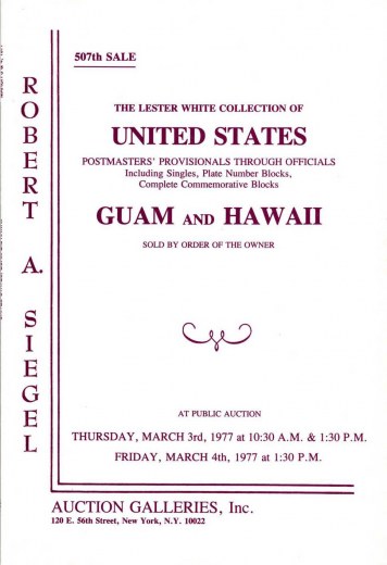 Catalog Cover Sale no. 507 — Siegel Auction Galleries