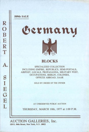 Catalog Cover Sale no. 509 — Siegel Auction Galleries