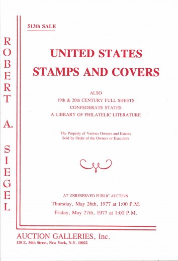 Catalog Cover Sale no. 513 — Siegel Auction Galleries