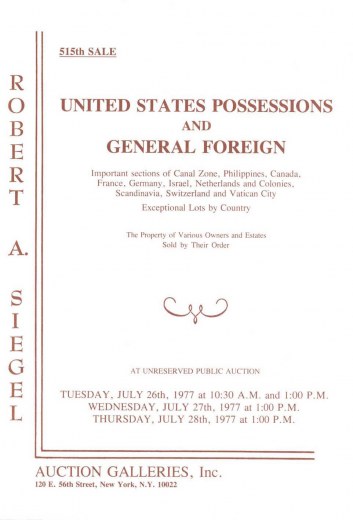 Catalog Cover Sale no. 515 — Siegel Auction Galleries