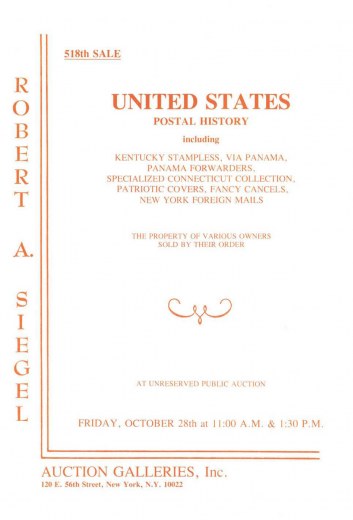 Catalog Cover Sale no. 518 — Siegel Auction Galleries