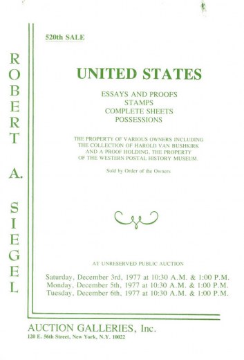 Catalog Cover Sale no. 520 — Siegel Auction Galleries