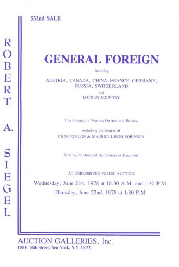 Catalog Cover Sale no. 532 — Siegel Auction Galleries