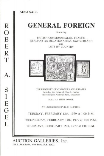 Catalog Cover Sale no. 542 — Siegel Auction Galleries
