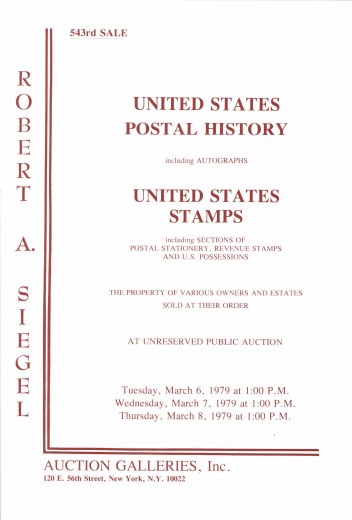 Catalog Cover Sale no. 543 — Siegel Auction Galleries