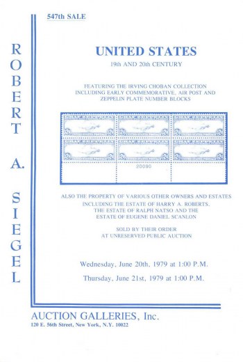 Catalog Cover Sale no. 547 — Siegel Auction Galleries
