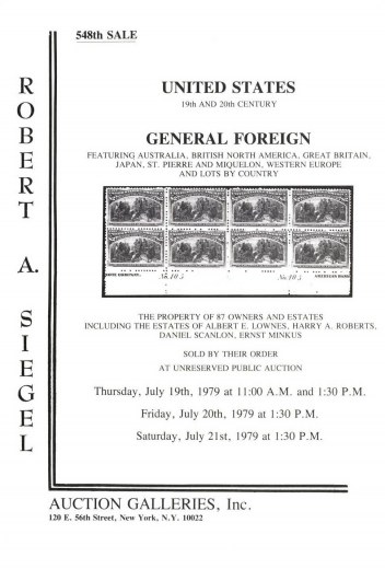 Catalog Cover Sale no. 548 — Siegel Auction Galleries