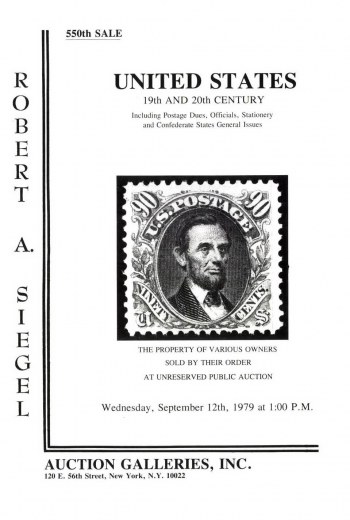 Catalog Cover Sale no. 550 — Siegel Auction Galleries