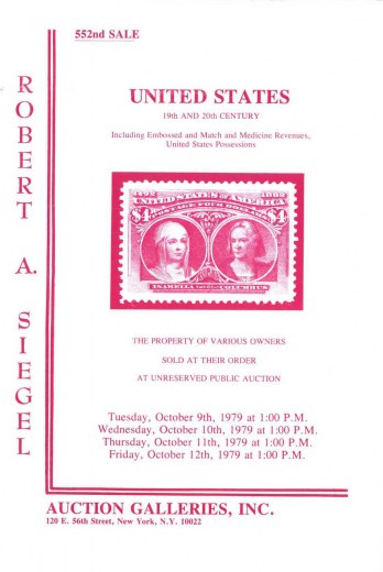 Catalog Cover Sale no. 552 — Siegel Auction Galleries