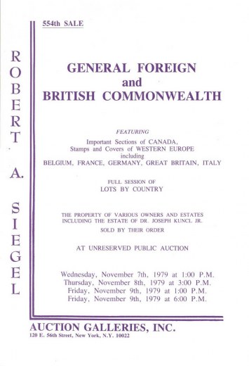 Catalog Cover Sale no. 554 — Siegel Auction Galleries