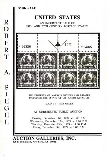 Catalog Cover Sale no. 555 — Siegel Auction Galleries