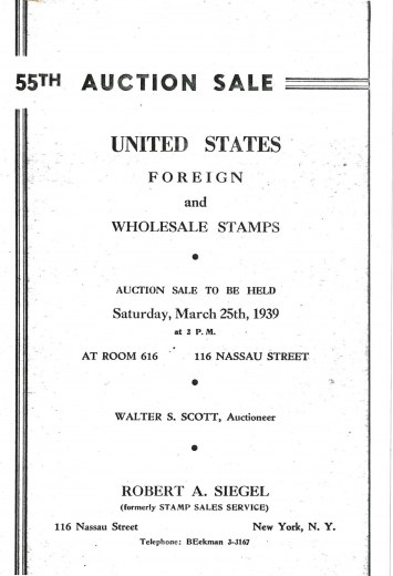 Catalog Cover Sale no. 55 — Siegel Auction Galleries
