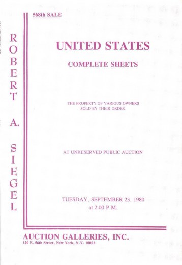 Catalog Cover Sale no. 568 — Siegel Auction Galleries