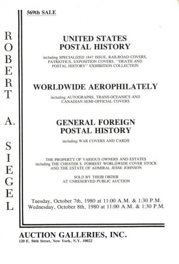 Catalog Cover Sale no. 569 — Siegel Auction Galleries