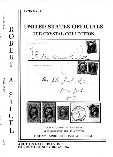 Catalog Cover Sale no. 577 — Siegel Auction Galleries