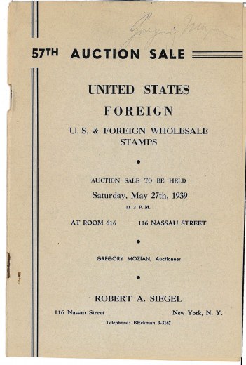 Catalog Cover Sale no. 57 — Siegel Auction Galleries