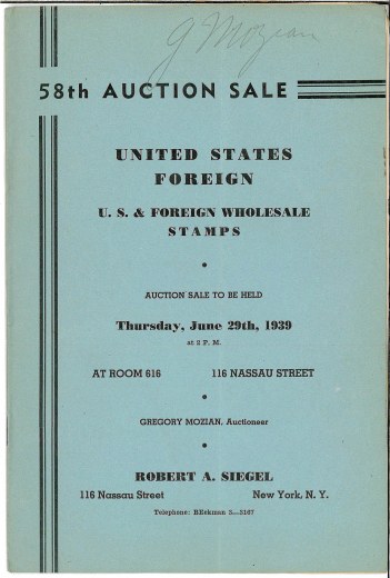 Catalog Cover Sale no. 58 — Siegel Auction Galleries
