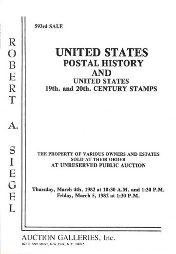 Catalog Cover Sale no. 593 — Siegel Auction Galleries