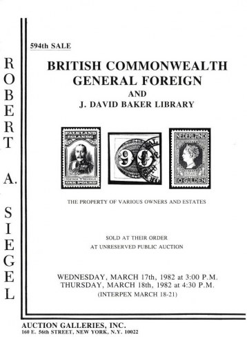 Catalog Cover Sale no. 594 — Siegel Auction Galleries