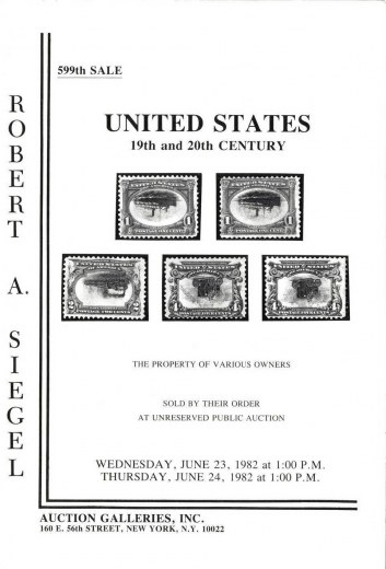 Catalog Cover Sale no. 599 — Siegel Auction Galleries