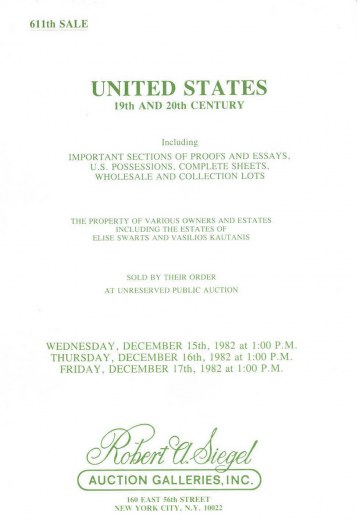 Catalog Cover Sale no. 611 — Siegel Auction Galleries