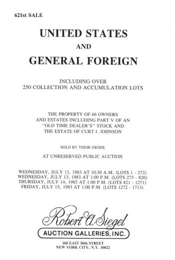 Catalog Cover Sale no. 621 — Siegel Auction Galleries