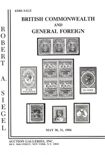 Catalog Cover Sale no. 634 — Siegel Auction Galleries