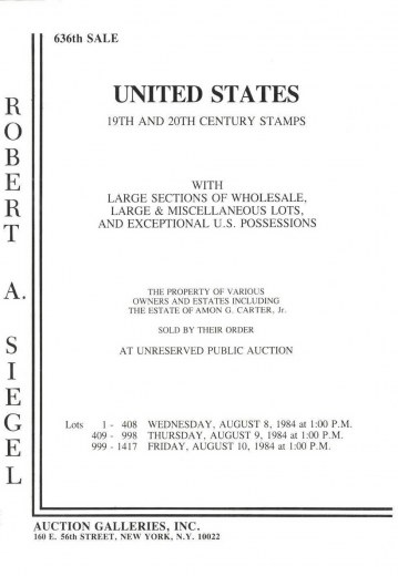 Catalog Cover Sale no. 636 — Siegel Auction Galleries