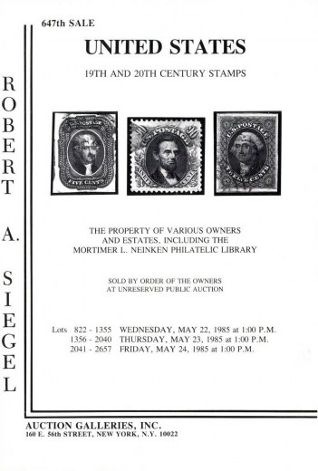 Catalog Cover Sale no. 647 — Siegel Auction Galleries