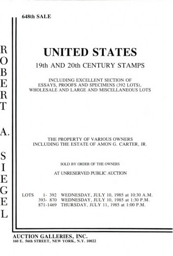 Catalog Cover Sale no. 648 — Siegel Auction Galleries