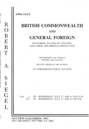 Catalog Cover Sale no. 649 — Siegel Auction Galleries