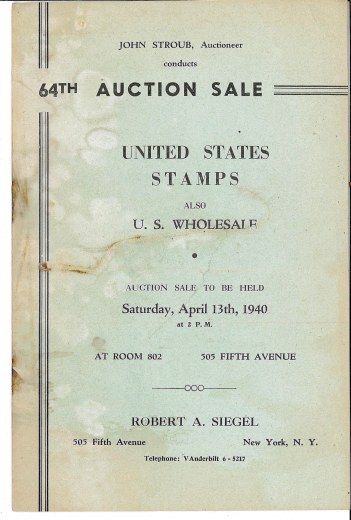 Catalog Cover Sale no. 64 — Siegel Auction Galleries