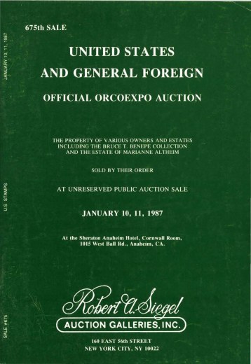Catalog Cover Sale no. 675 — Siegel Auction Galleries