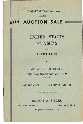 Catalog Cover Sale no. 67 — Siegel Auction Galleries