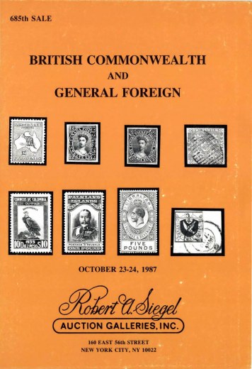 Catalog Cover Sale no. 685 — Siegel Auction Galleries