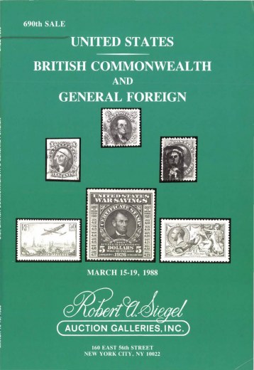 Catalog Cover Sale no. 690 — Siegel Auction Galleries