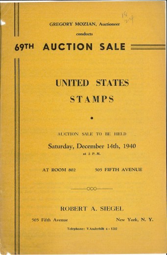 Catalog Cover Sale no. 69 — Siegel Auction Galleries