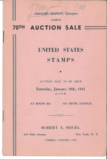 Catalog Cover Sale no. 70 — Siegel Auction Galleries