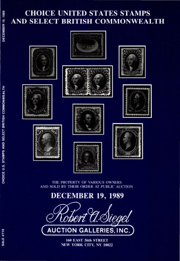 Catalog Cover Sale no. 719 — Siegel Auction Galleries