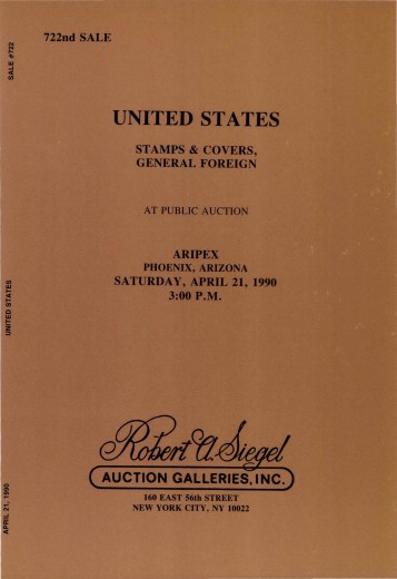 Catalog Cover Sale no. 722 — Siegel Auction Galleries