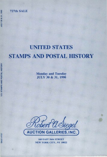 Catalog Cover Sale no. 727 — Siegel Auction Galleries