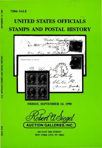 Catalog Cover Sale no. 728 — Siegel Auction Galleries